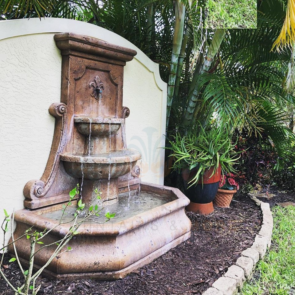 Grande Volute Wall Fountain in Cast Stone - Fiore Stone 2084-FW - Majestic Fountains and More.