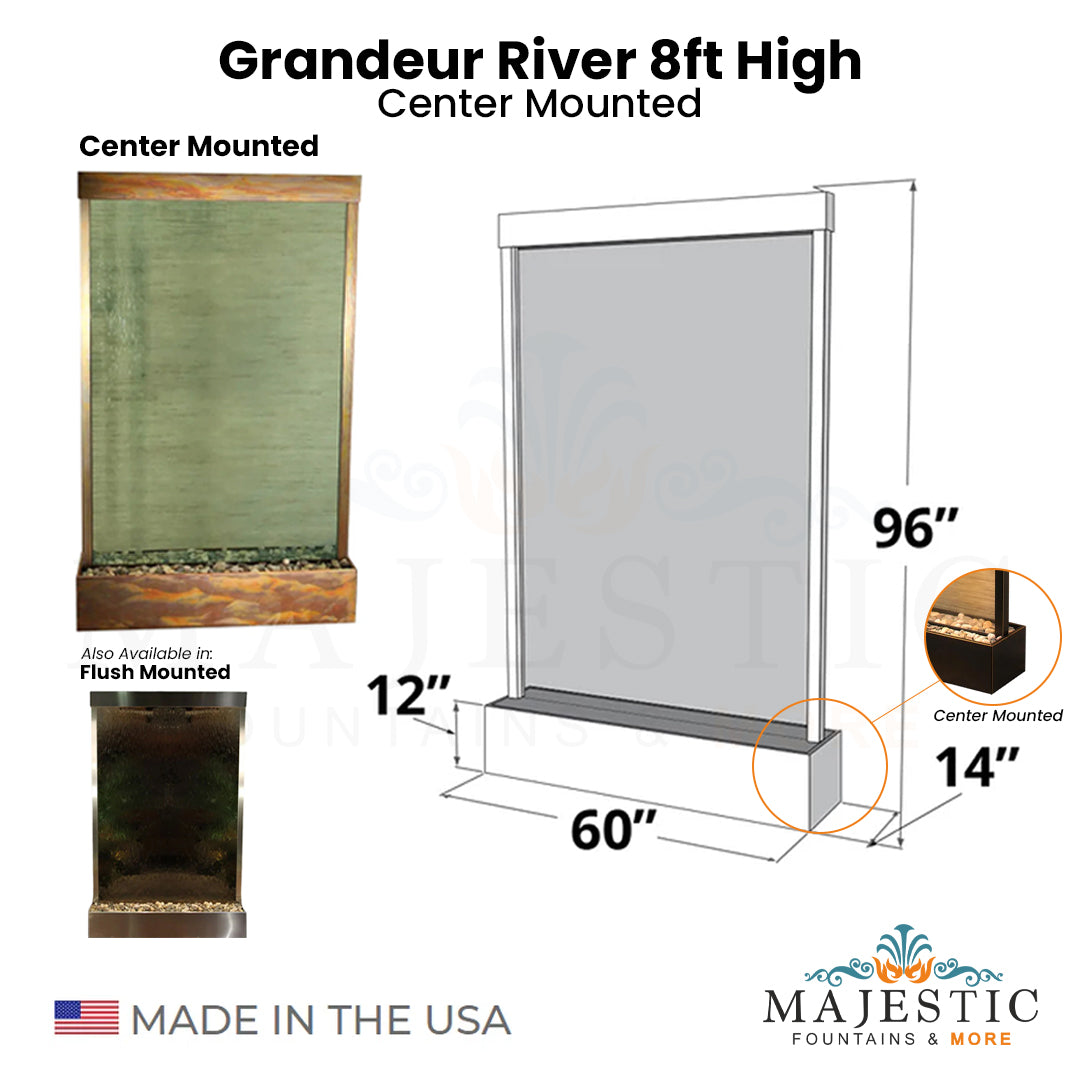Grandeur River 8ft High - Center Mounted - Majestic Fountains