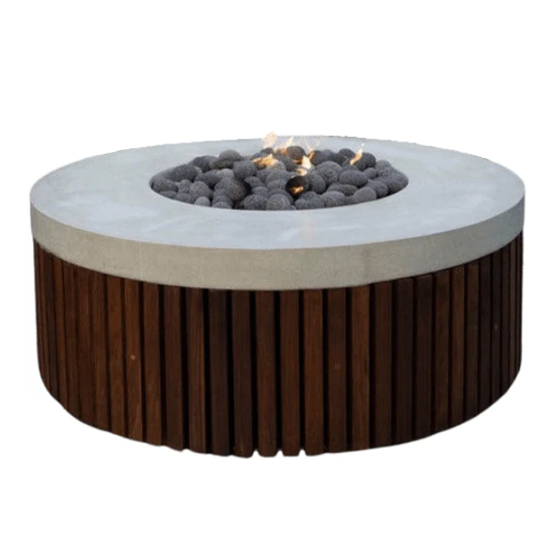 Hampton Fire Table with GFRC Top and Wood Base by Prism Hardscapes -  Majestic Fountains