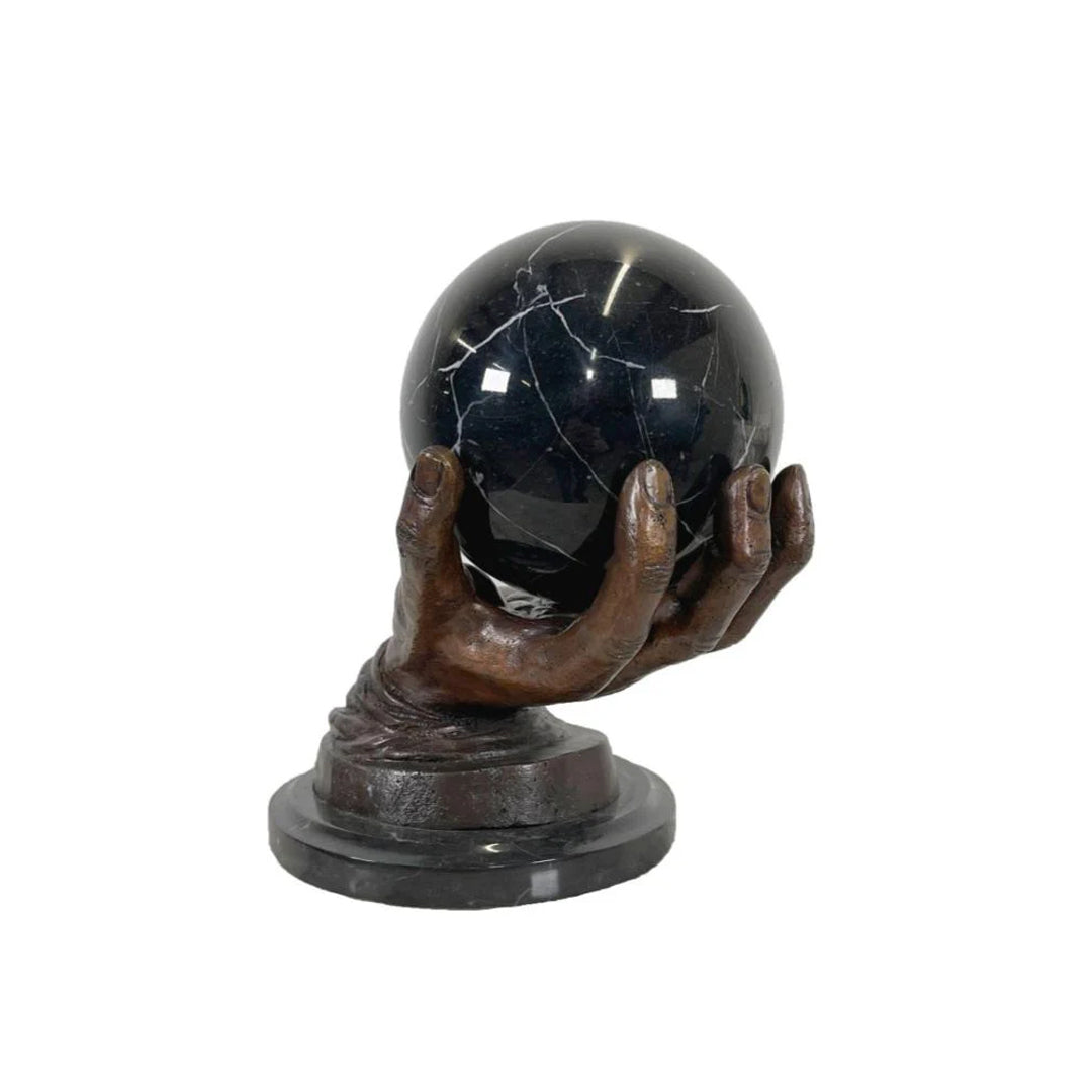 Hand Holding Stone Sphere Table-top Sculpture - Majestic Fountains