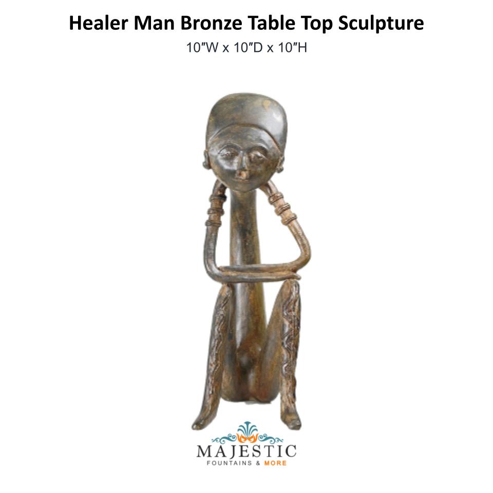 Healer Man Bronze Table Top Sculpture - Majestic Fountains and More