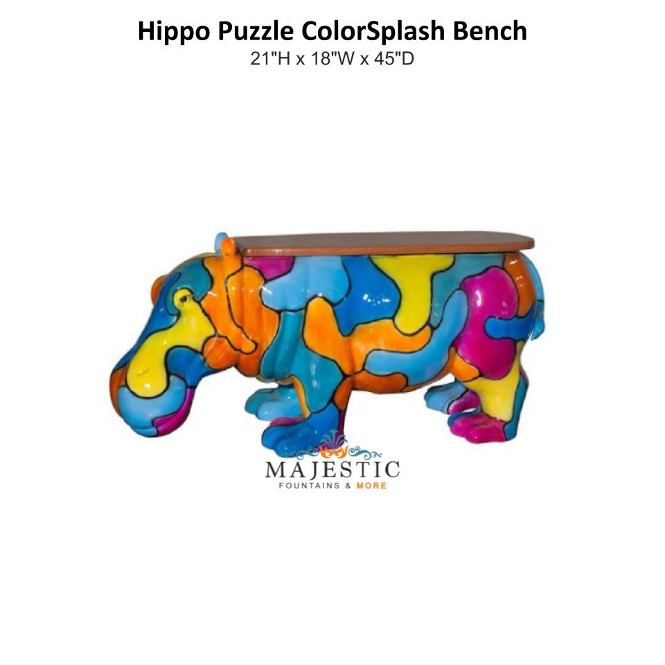 Hippo Puzzle ColorSplash Bench - Majestic Fountains & More