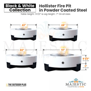 Hollister Fire Pit in Powder Coated Steel Size - Majestic Fountains