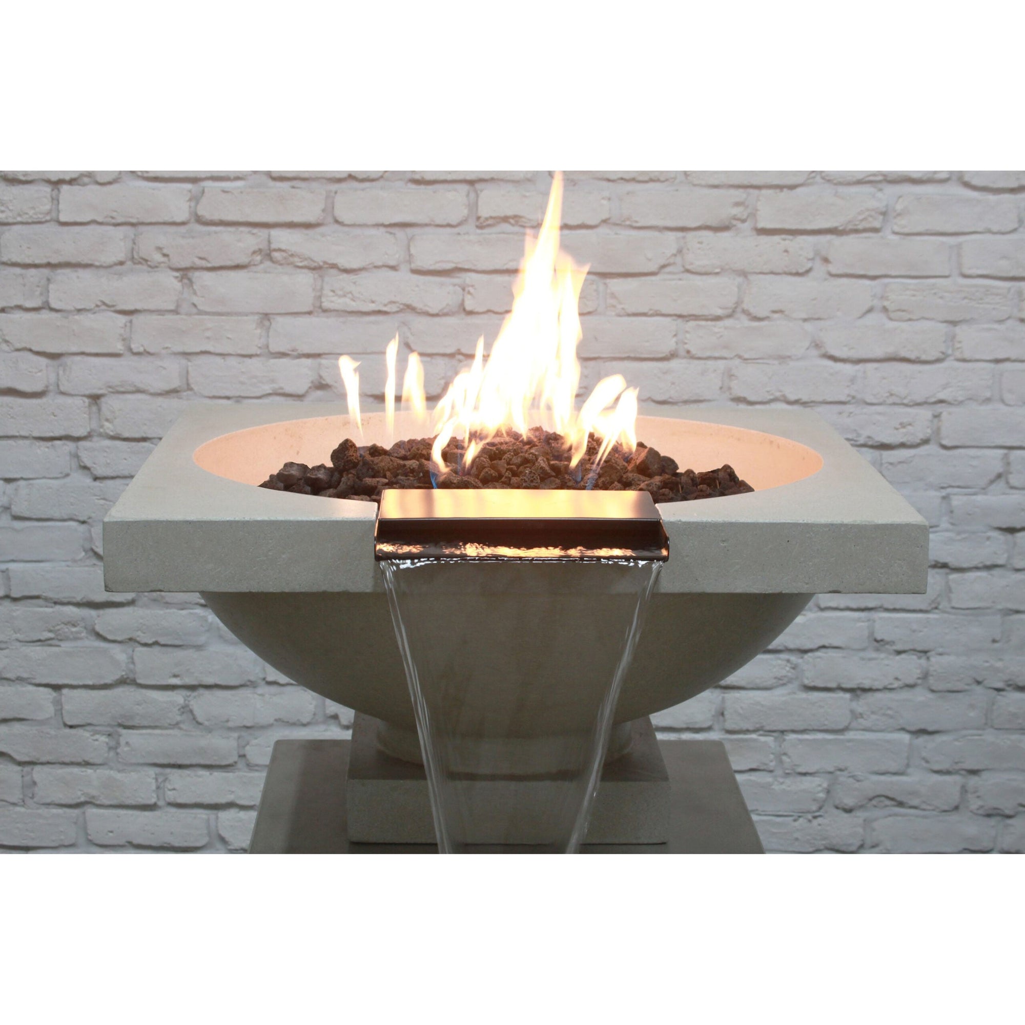 Ibiza Fire & Water Bowl in GFRC Concrete by Prism Hardscapes - Majestic Fountains and More.