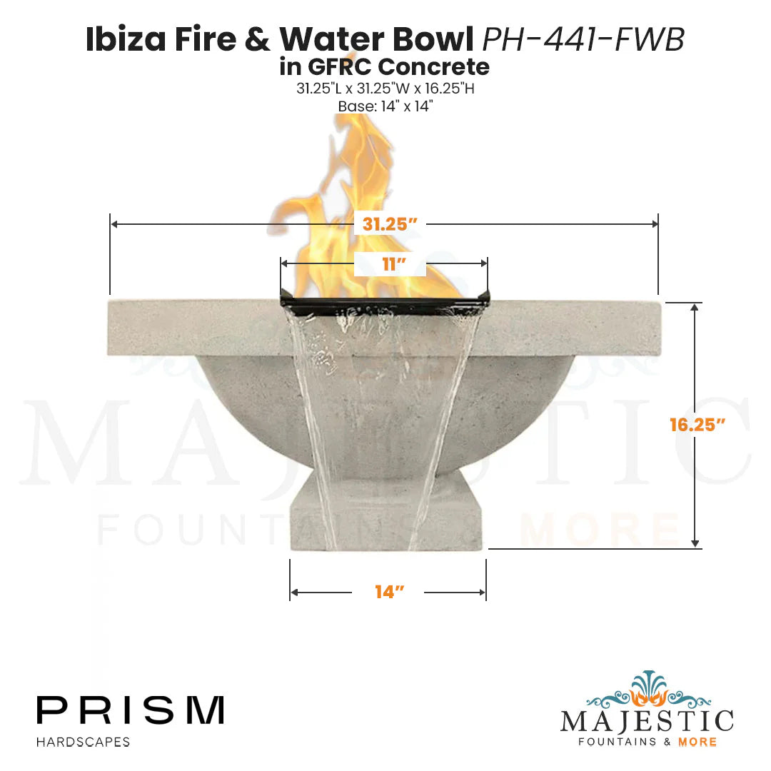 Ibiza Fire & Water Bowl PH-441-FWB in GFRC - Majestic Fountains