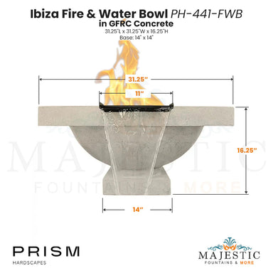 Ibiza Fire & Water Bowl PH-441-FWB in GFRC - Majestic Fountains