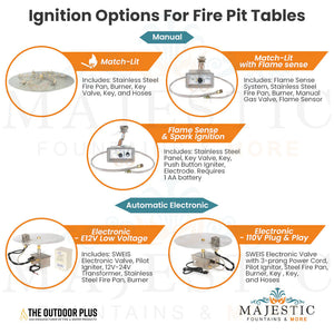 The Outdoor Plus Moonstone Fire Pit in Powder Coated Steel Ignition System - Majestic Fountains