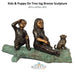 Kids & Puppy On Tree log Bronze Sculpture - Majestic Fountains and More