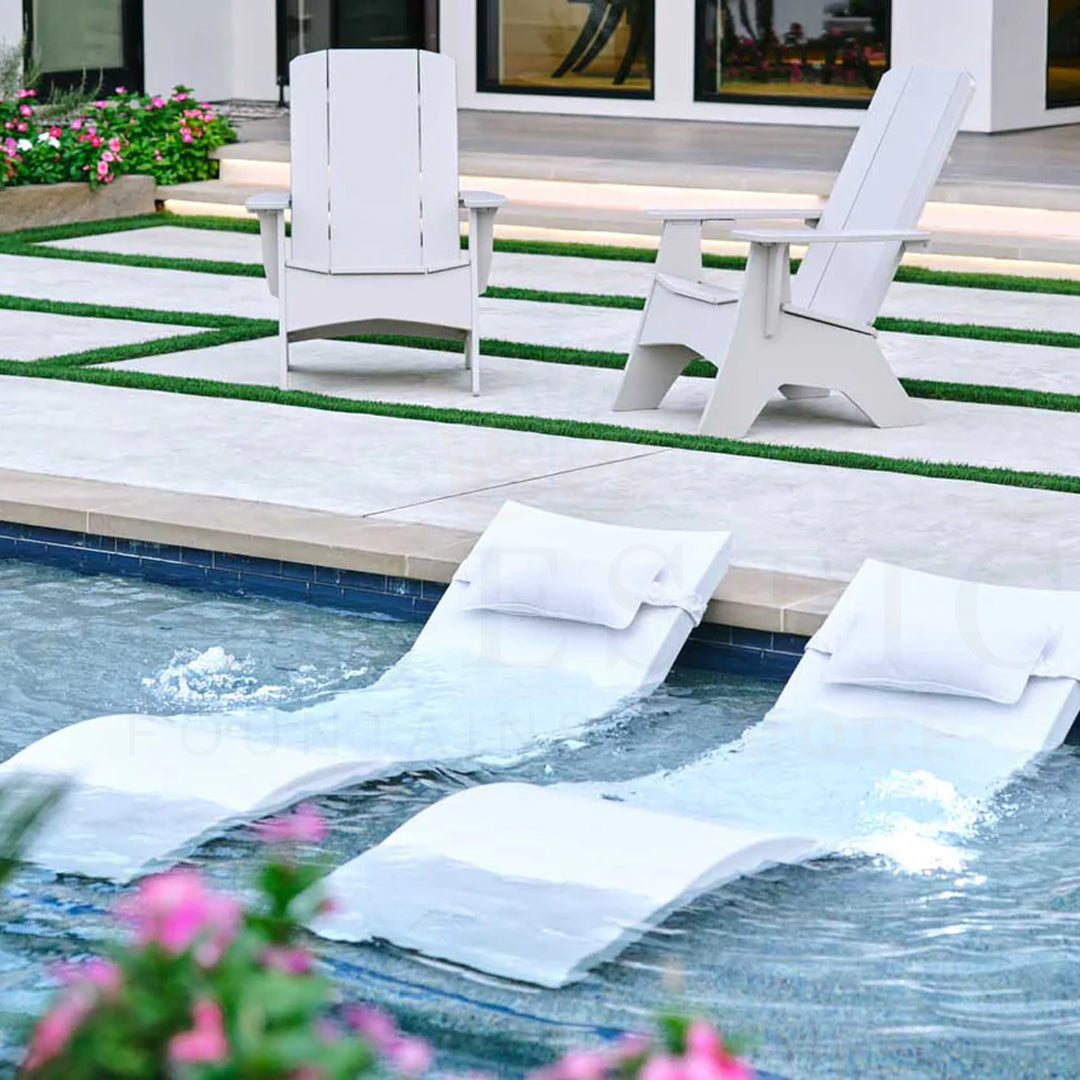 Ledge Lounger Signature Chaise & Side Table Set w Headrest Pillows - In-Pool Furniture - Majestic Fountains