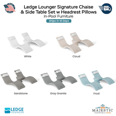 Ledge Lounger Signature Chaise Headrest Pillow  and Side Table In-Pool Set Swatch - Majestic Fountains