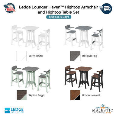 Ledge Lounger Haven™ Hightop Armchair and Hightop Table Set - Patio Furniture  Swatch - Majestic Fountains