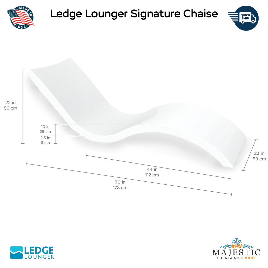 QUICKSHIP Ledge Lounger Signature Chaise Size - In-Pool Furniture - Majestic Fountains