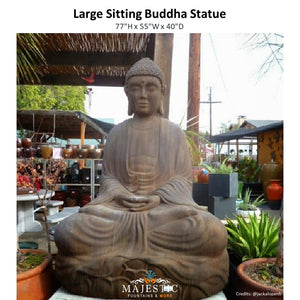 Large Sitting Buddha GFRC Statue - Majestic Fountains and More.