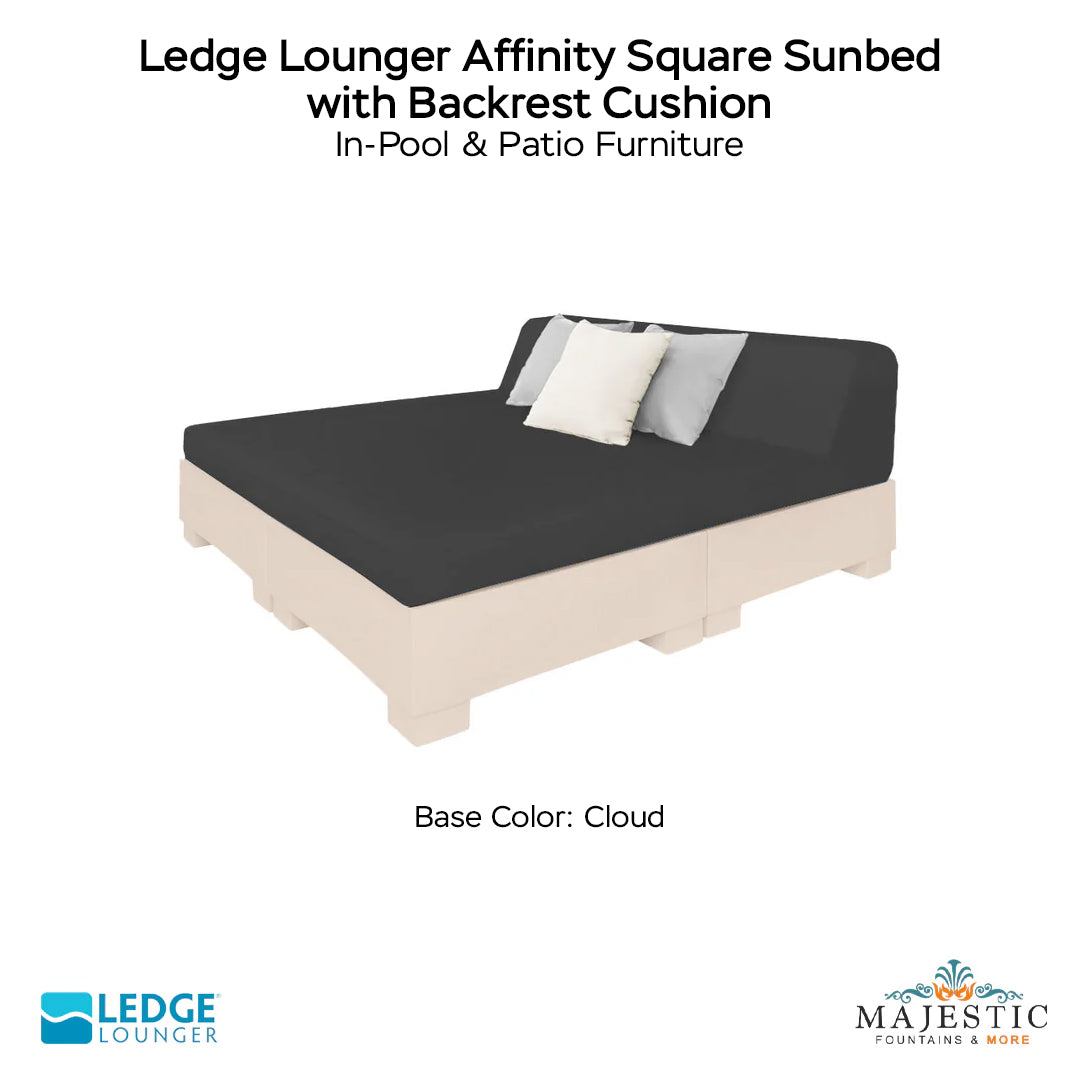 Ledge Lounger Affinity Square Sunbed with Backrest Cushion In-Pool & Patio Furniture - Majestic Fountains