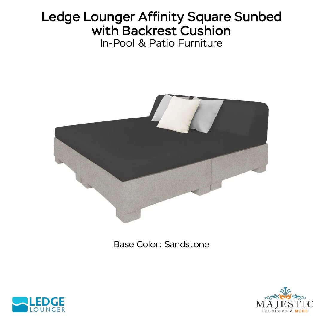 Ledge Lounger Affinity Square Sunbed with Backrest Cushion In-Pool & Patio Furniture - Majestic Fountains