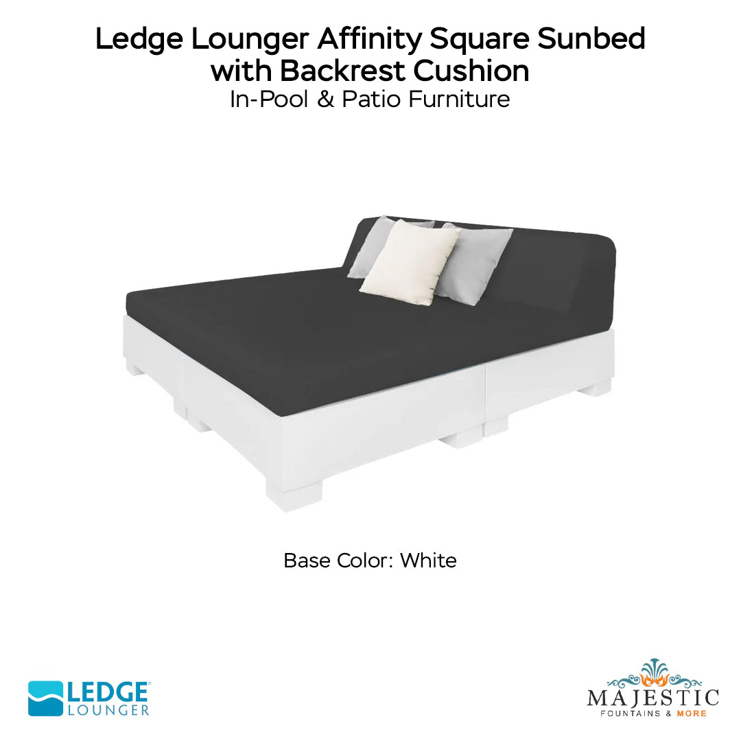 Ledge Lounger Affinity Square Sunbed with Backrest Cushion In-Pool & Patio Furniture - Majestic Fountains