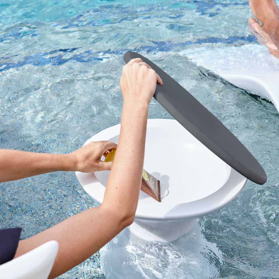 Ledge Lounger Autograph Chaise & Side Table Set w Headrest Pillows - In-Pool & Patio Furniture - Majestic Fountains