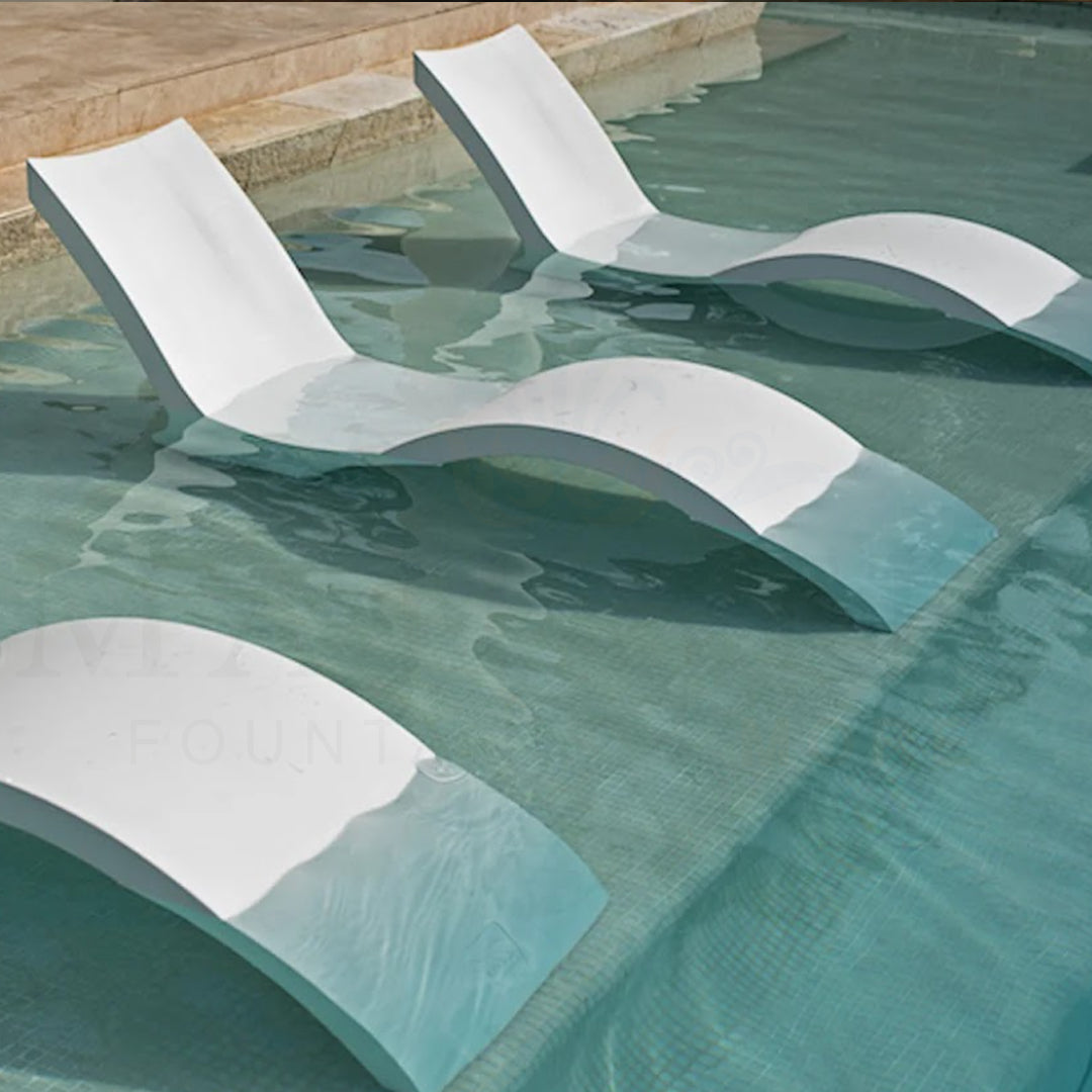 Ledge Lounger Signature Chaise Deep & Tall Ice Bin Side Table Set Color White - In-Pool & Patio Furniture - Majestic Fountains