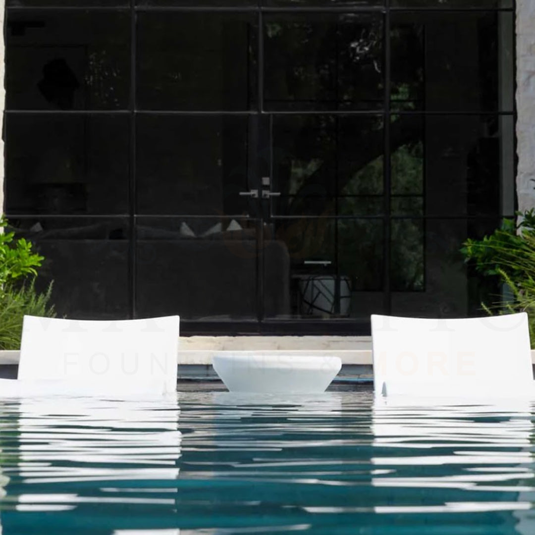 Ledge Lounger Signature Chaise & Side Table Set Color White - Side Table Without Umbrella Hole - In-Pool Furniture - Majestic Fountains