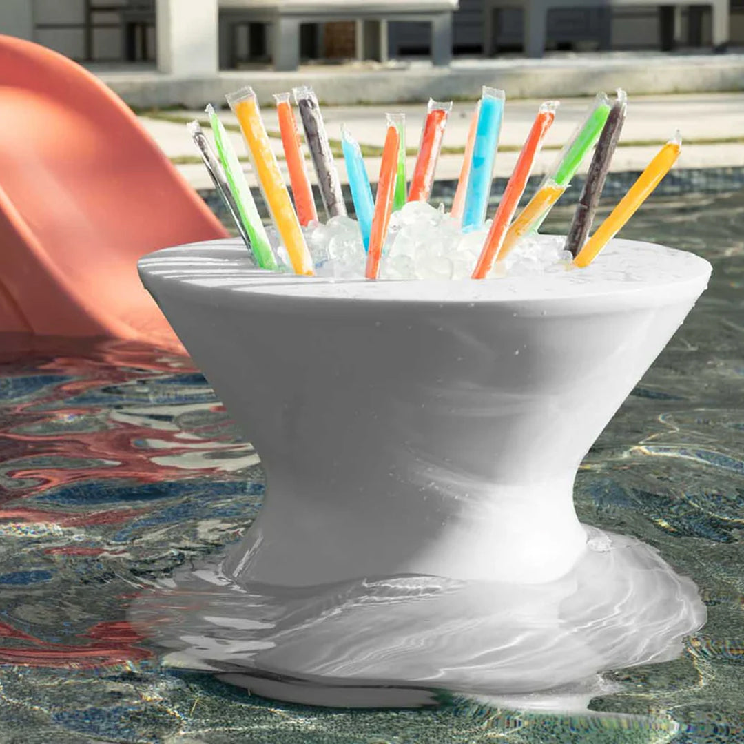 Ledge Lounger Signature Lowback Chairs & Side Table Set Color White - In-Pool & Patio Furniture - Majestic Fountains