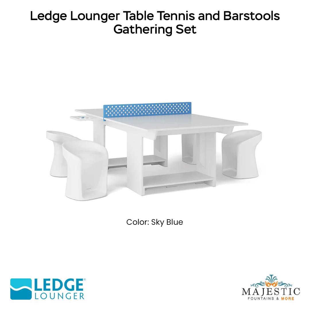 Ledge Lounger Table Tennis and Barstools Gathering Set - Majestic Fountains