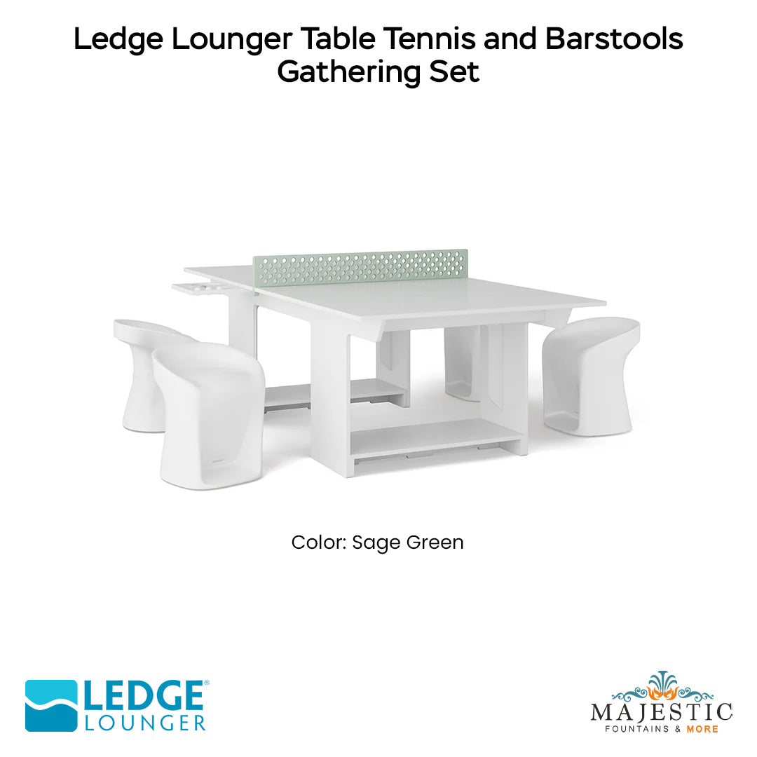 Ledge Lounger Table Tennis and Barstools Gathering Set - Majestic Fountains