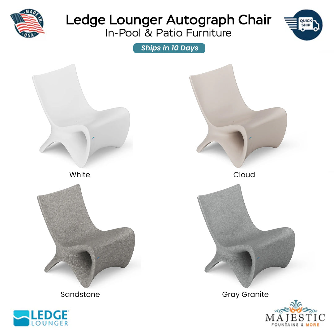 Ledge Lounger Autograph Chair In-Pool & Patio Furniture Swatch - Majestic Fountains