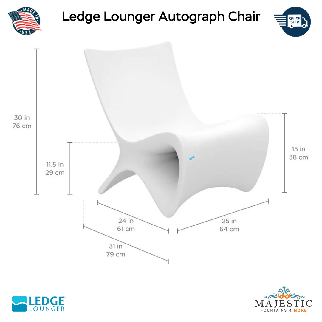QUICKSHIP Ledge Lounger Autograph Chair Size - Majestic Fountains