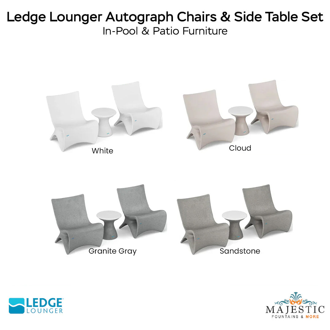 Ledge Lounger Autograph Chair and Side Table Set - Majestic Fountains