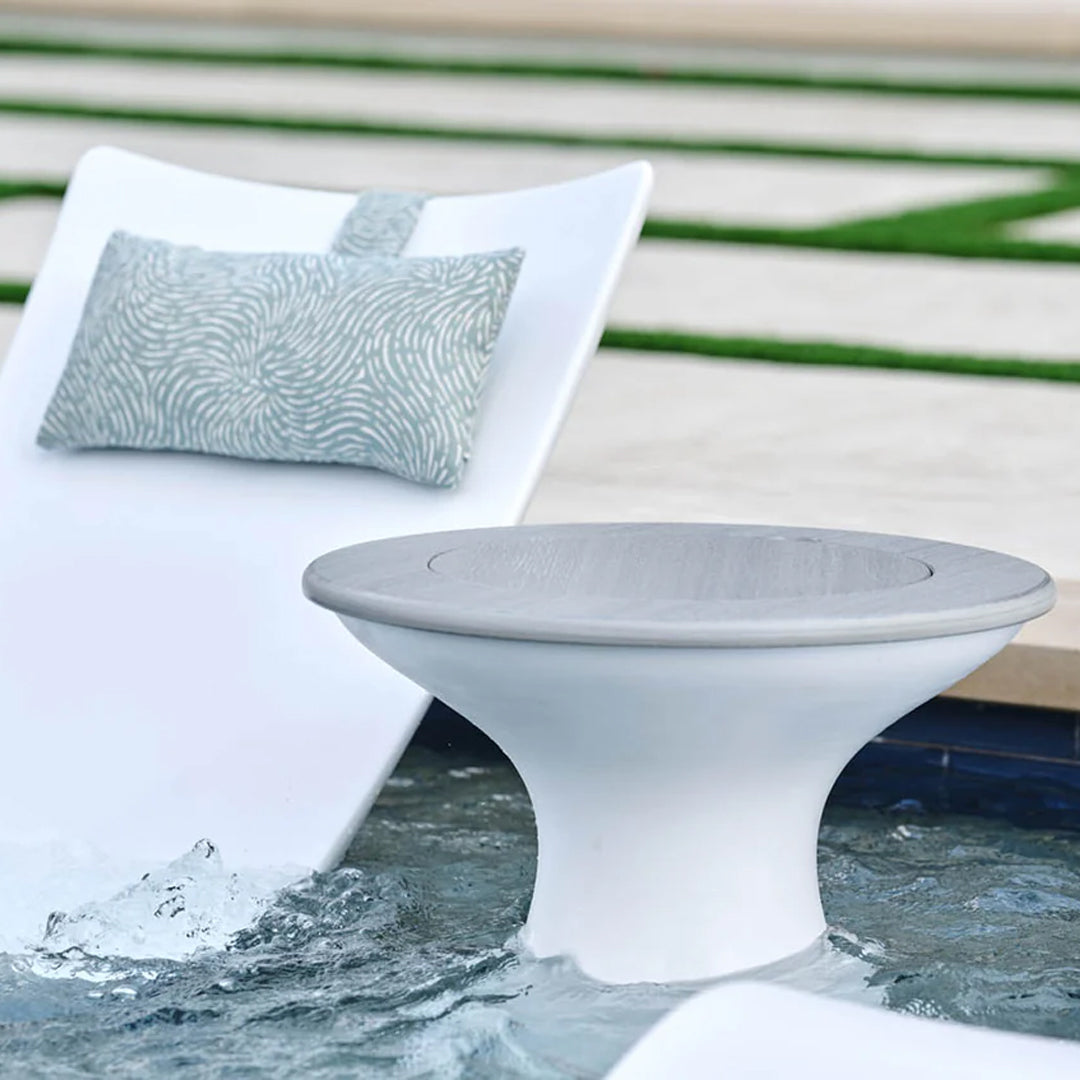 Ledge Lounger Autograph Chaise & Side Table Set w Headrest Pillows - In-Pool & Patio Furniture