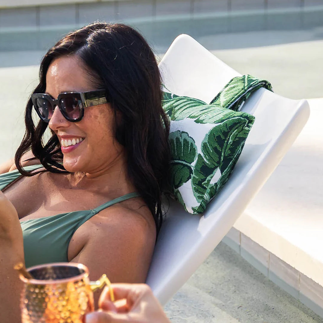 Ledge Lounger Autograph Chaise & Side Table Set w Headrest Pillows - In-Pool & Patio Furniture