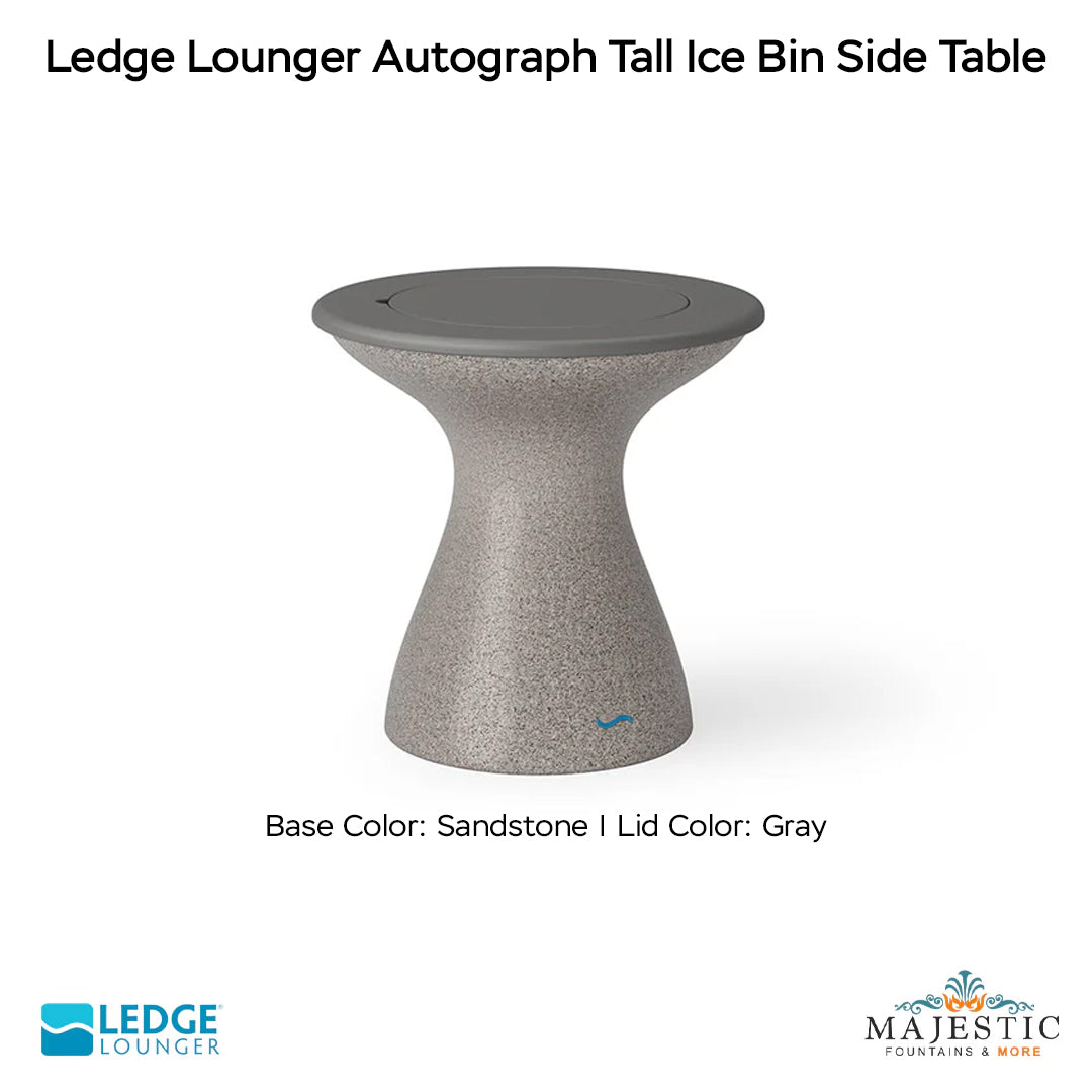 Ledge Lounger Autograph Tall Ice Bin Side Table In-Pool & Patio Furniture - Majestic Fountains