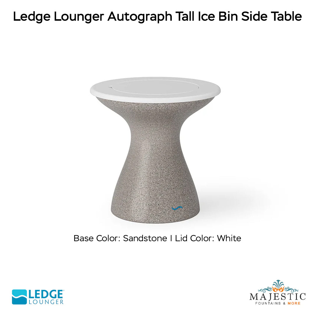 Ledge Lounger Autograph Tall Ice Bin Side Table In-Pool & Patio Furniture - Majestic Fountains
