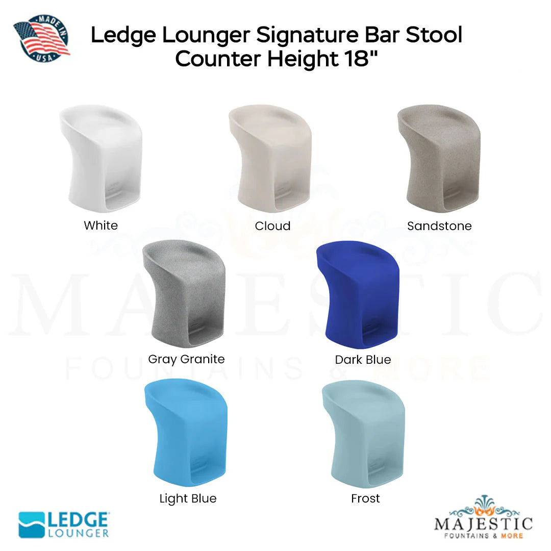 Ledge Lounger Signature Bar Stool - Counter Height 18 - Majestic Fountains