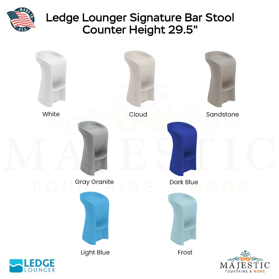 Ledge Lounger Signature Bar Stool - Counter Height 29.5 - Majestic Fountains