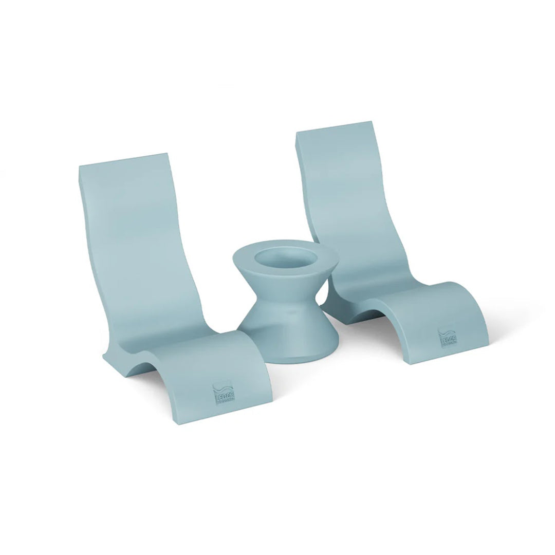 Ledge Lounger Signature Chairs & Tall Ice Bin Side Table Set Chair & Table Color Frost - In Pool & Patio Furniture - Majestic Fountains