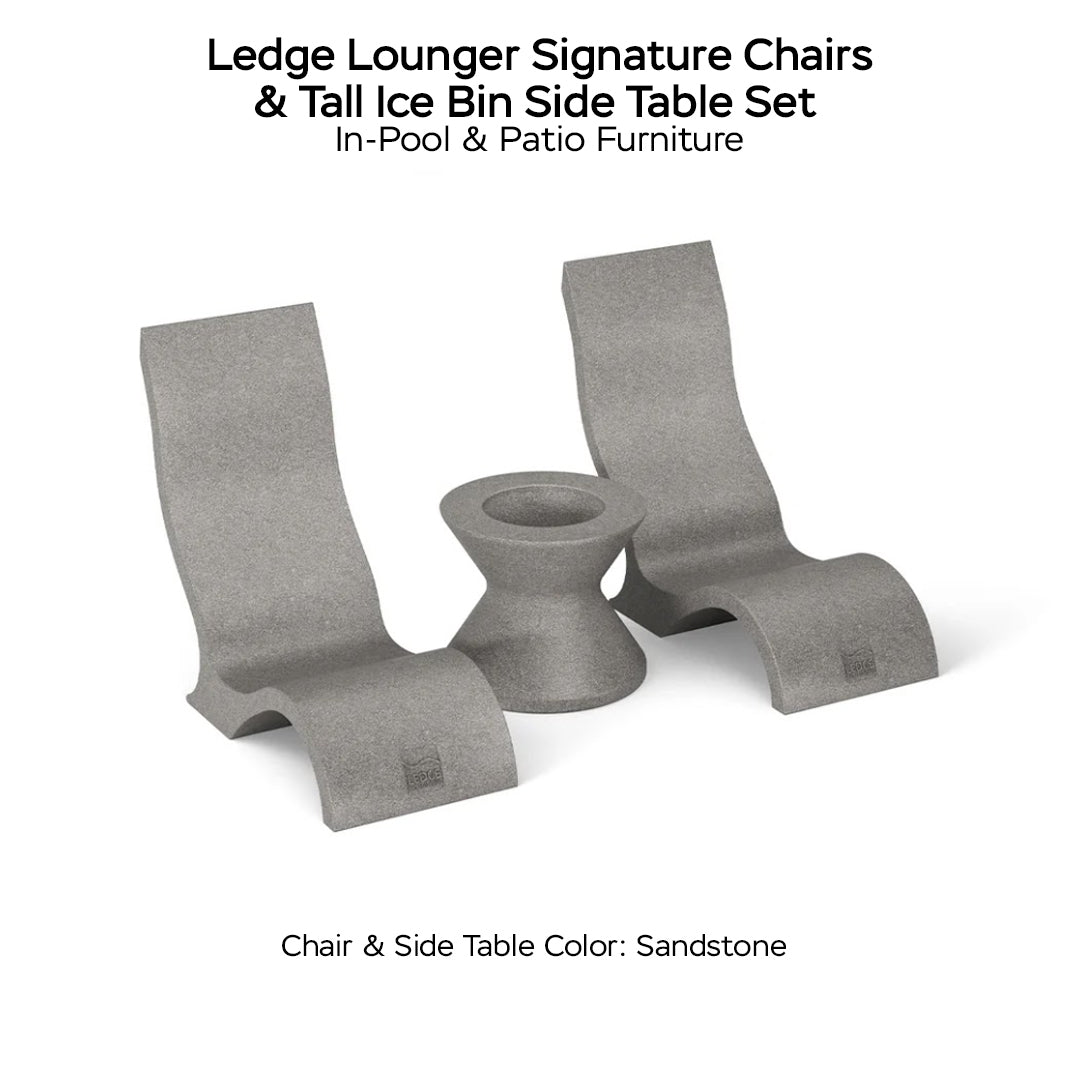 Ledge Lounger Signature Chair and Side Table In-Pool Set -  Majestic Fountains