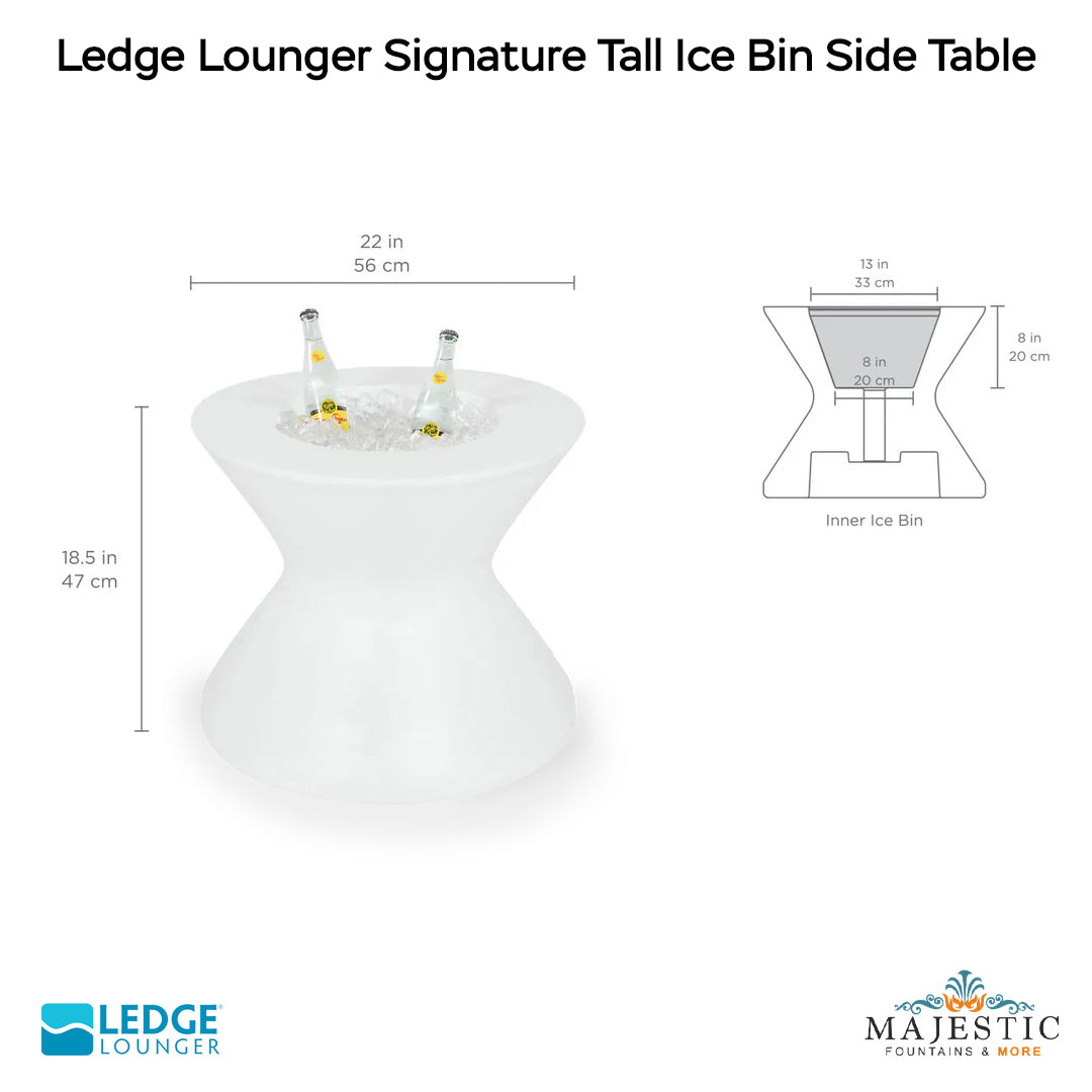 Ledge Lounger Signature Side Table Size - In-Pool & Patio Furniture - Majestic Fountains