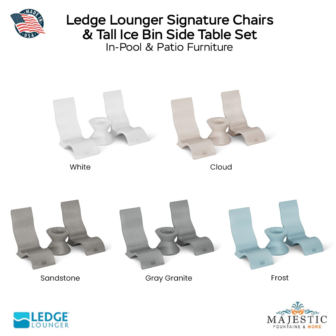 Ledge Lounger Signature Chair and Side Table In-Pool Set -  Majestic Fountains