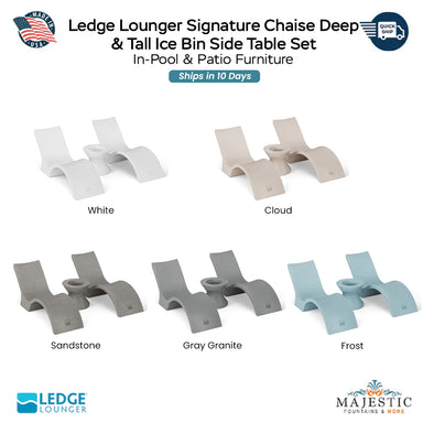 Ledge Lounger Signature Chaise Deep and Side Table In-Pool Set Swatch - Majestic Fountains