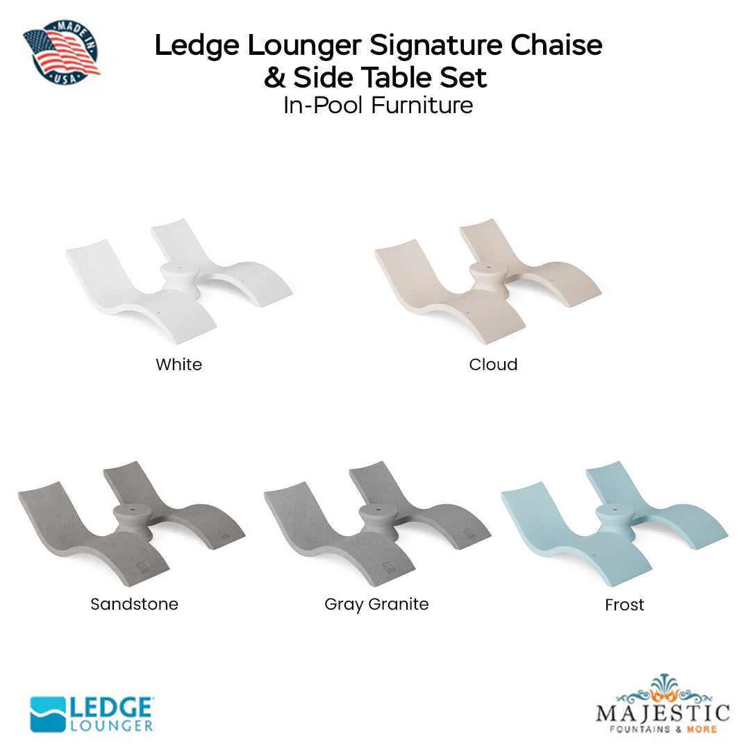 Ledge Lounger Signature Chaise and Side Table In-Pool Set - Majestic Fountains