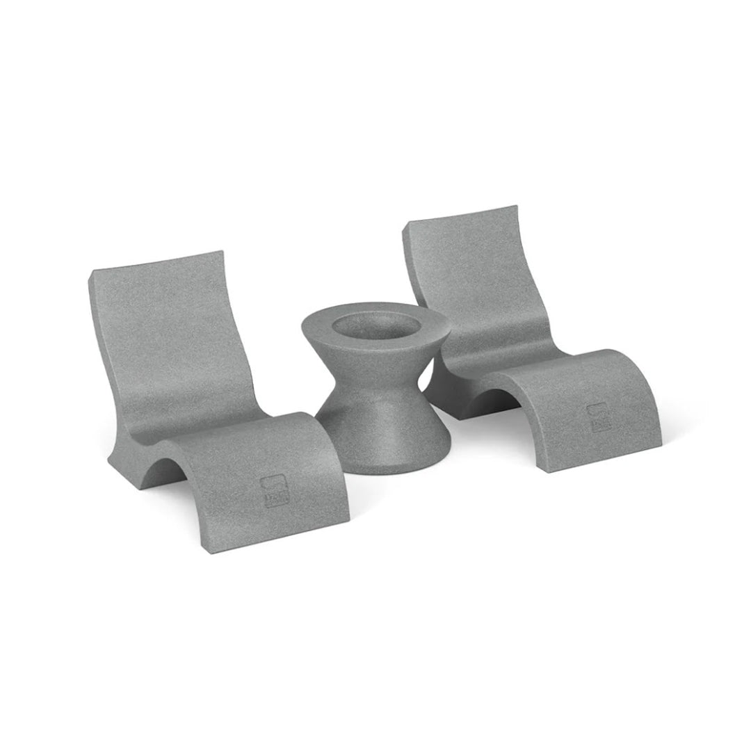 Ledge Lounger Signature Lowback Chairs & Side Table Set Color Granite Gray - In-Pool & Patio Furniture - Majestic Fountains