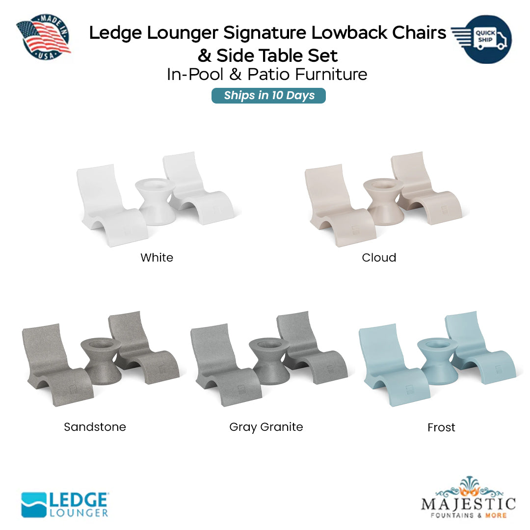 Ledge Lounger Signature Lowback Chair and Side Table In-Pool Set Swatch - Majestic Fountains