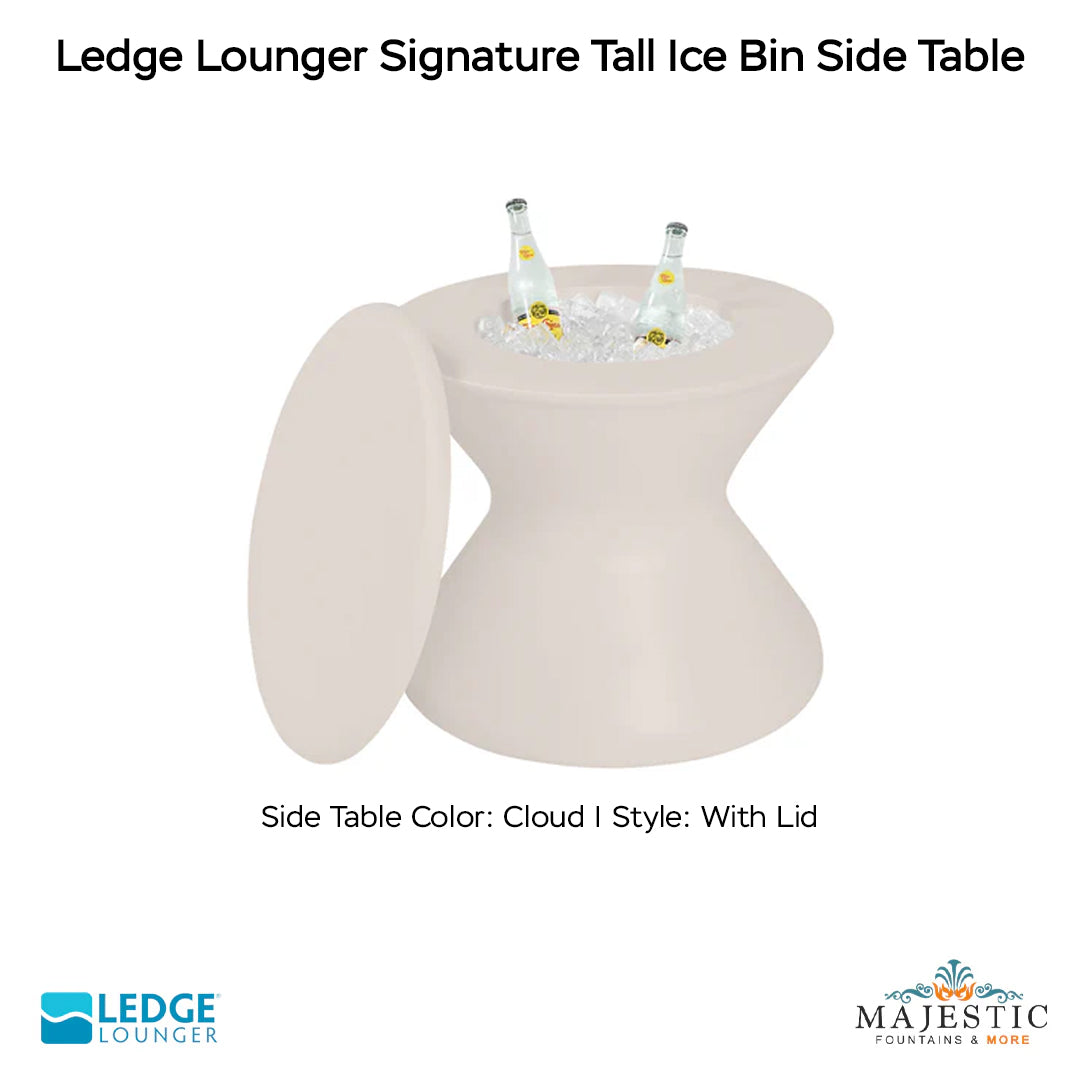 Ledge Lounger Signature Tall Ice Bin Side Table In-Pool & Patio Furniture - Majestic Fountains