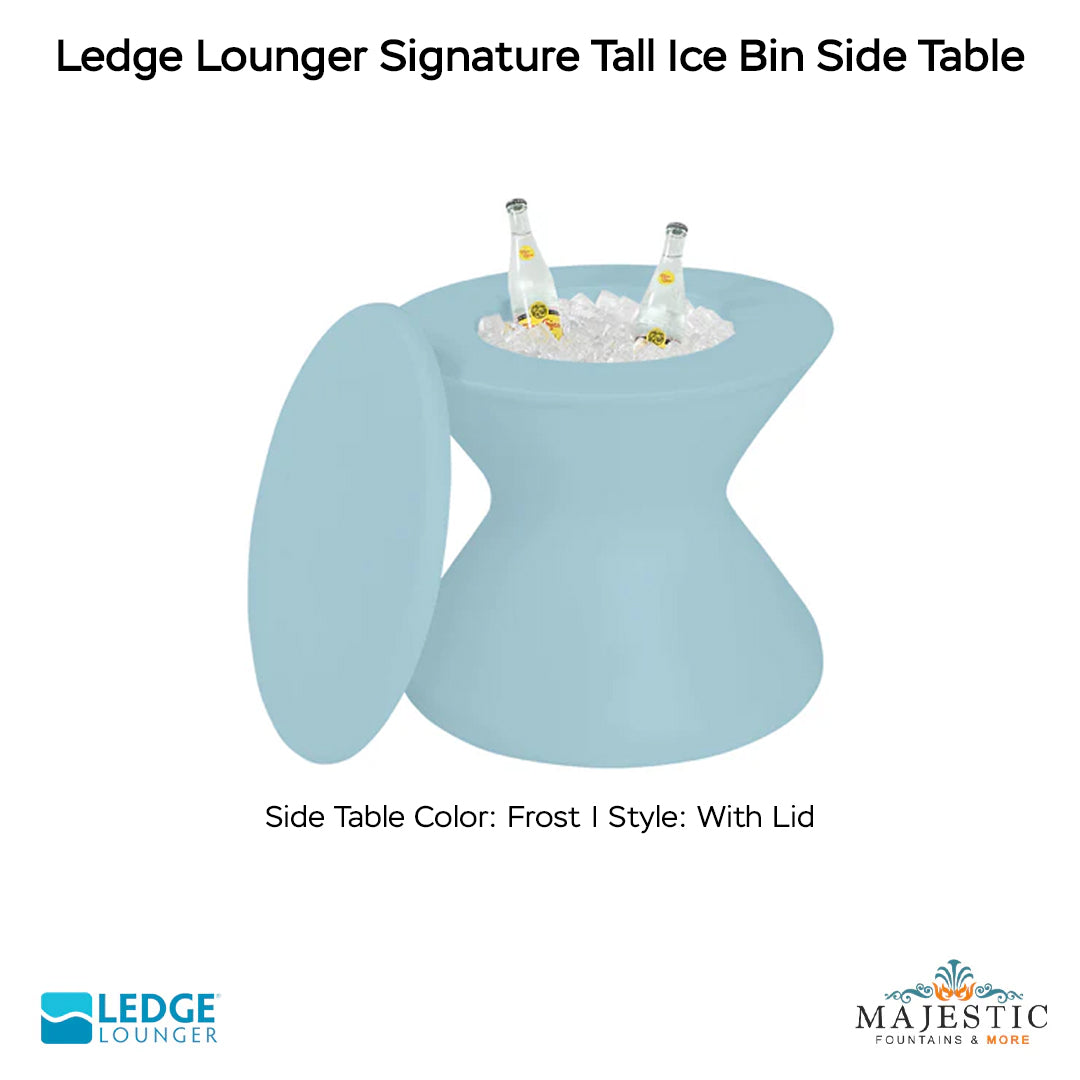 Ledge Lounger Signature Tall Ice Bin Side Table In-Pool & Patio Furniture - Majestic Fountains