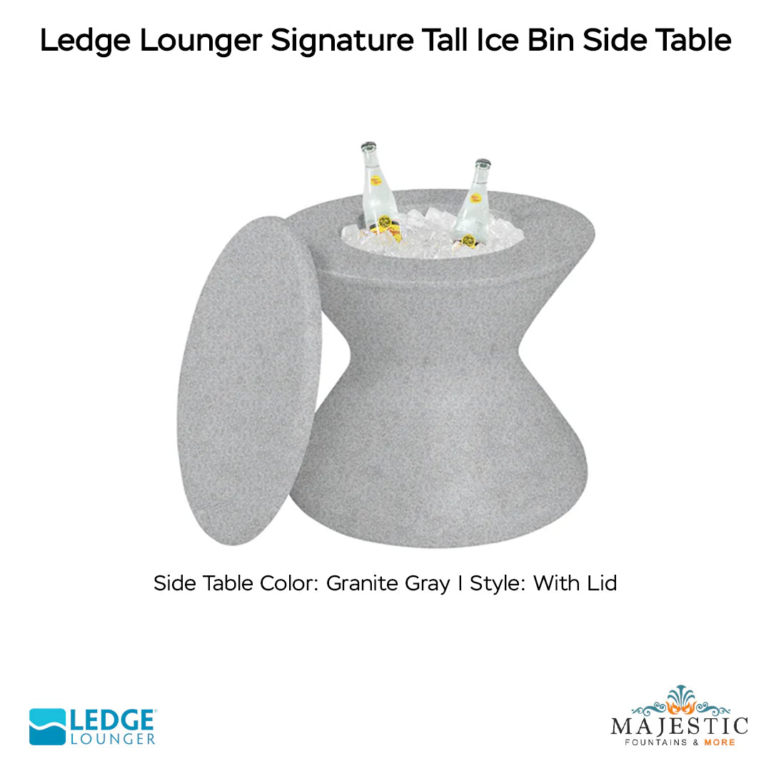 Ledge Lounger Signature Tall Ice Bin Side Table In-Pool & Patio Furniture - Majestic Fountains