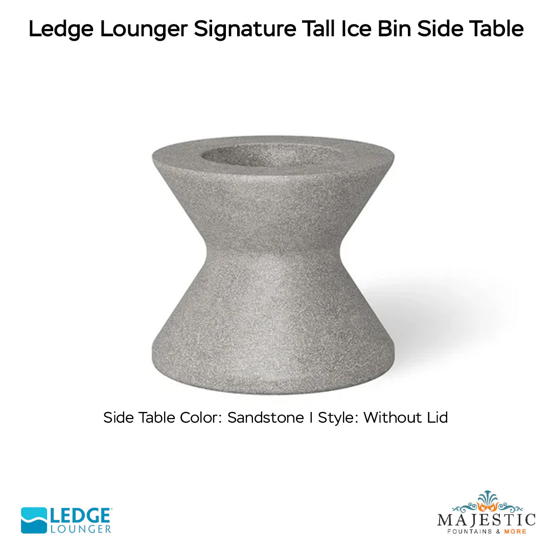 Ledge Lounger Signature Tall Ice Bin Side Table In-Pool & Patio Furniture - Majestic Fountains