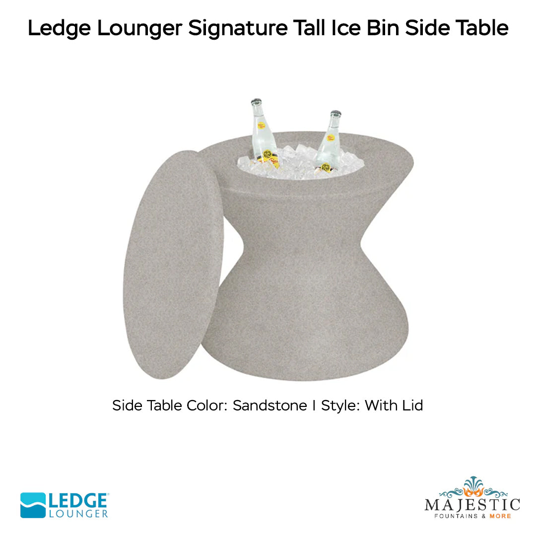 Ledge Lounger Signature Tall Ice Bin Side Table In-Pool & Patio Furniture - Majestic Fountains