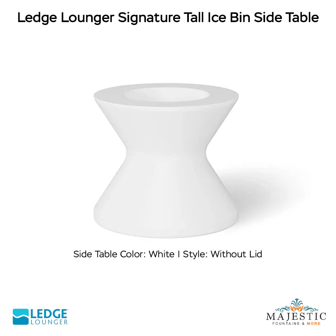 Ledge Lounger Signature Tall Ice Bin Side Table In-Pool & Patio Furniture - Majestic Fountains