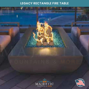 Legacy Rectangle Fire Table in GFRC Concrete - Majestic Fountains